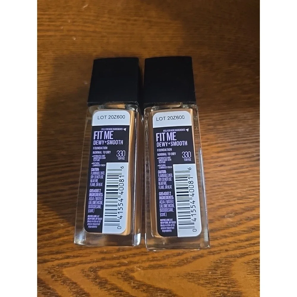 2 Pack: Maybelline Dewy & Smooth Fit Me Liquid Foundation *330 Toffee*‎ (NN3442)